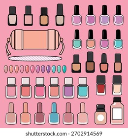 Cuidado de las uñas colección pulidora en estilo plano