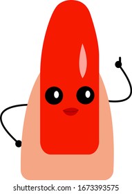 Nail cartoon character whose thumb is raised up concept of cosmetics and beauty object on a white background.