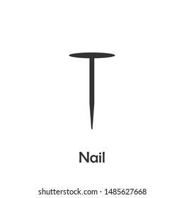 Nail in cartoon style, construction card for kid, preschool activity for children, vector illustration
