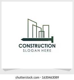 nail and city logo design vector, construction logo design template