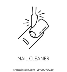 Nail cleaner icon for manicure service, hands care or fingernail treatment and beauty, line vector. Nail cleaner tool or cuticle remover accessory icon for manicure and fingernails cosmetic repair