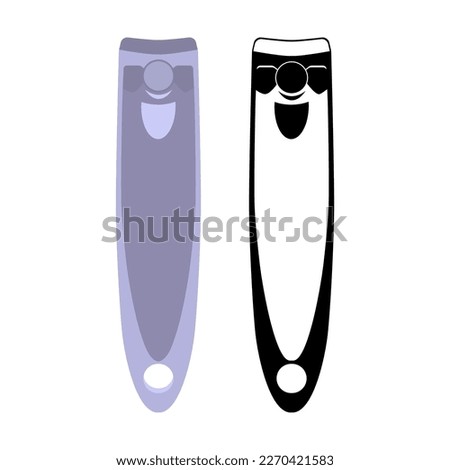 Nail clipper hand care tool, nail trimmer black silhouette, vector illustration isolated on white background. Foto d'archivio © 