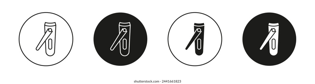 Nail clipper icon set. manicure nail grooming and cutting Nail clipper tool vector symbol. trim fingernail tool sign.