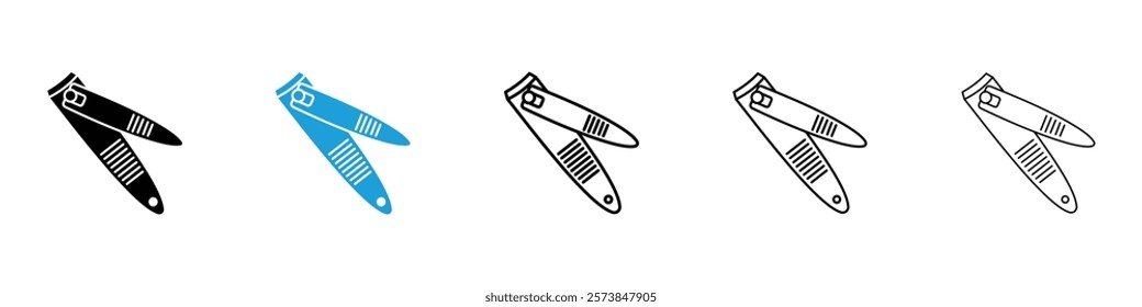 Nail clipper icons in filled and 3 stroke weights