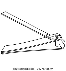 Nail clipper outline illustration. Closeup image of outlined nail clipper.