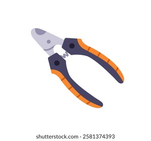 Nail clipper for pet grooming. Claw cutter, clipping tool for trimming and cutting. Dogs and cats accessory, hygiene and care trimmer. Flat vector illustration isolated on white background