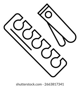 Icono de Vector de contorno de cortador de uñas y espaciador