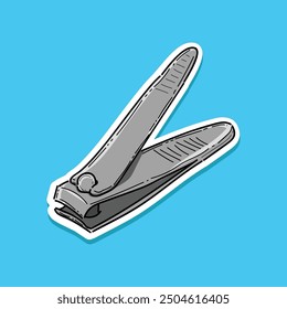 nail clipper vector illustration design sticker isolated in a blue background