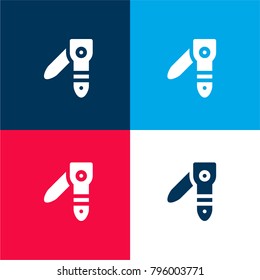 Nail clippers four color material and minimal icon logo set in red and blue