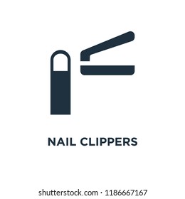 Nail clippers icon. Black filled vector illustration. Nail clippers symbol on white background. Can be used in web and mobile.