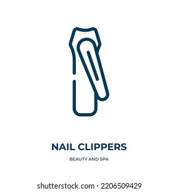 Nail clippers icon. Linear vector illustration from beauty and spa collection. Outline nail clippers icon vector. Thin line symbol for use on web and mobile apps, logo, print media.