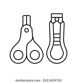 nail clippers for newborn babies line icon vector. nail clippers for newborn babies sign. isolated contour symbol black illustration