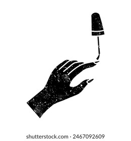 Nail coloring black hand drawn icon in grunge look