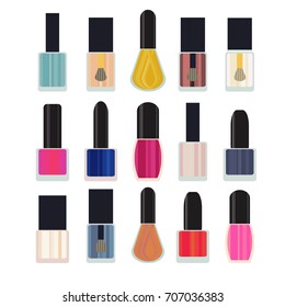Nail colors pallet. Color form set. Trendy nail polish colors. Woman fashion concept.Illustration for manicure spa salons, body care. Make up product for nail.