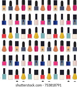 Nail colors pallet. Color seamless pattern. Trendy nail polish. Woman fashion concept. Illustration for manicure spa salons, body care. Makeup product for nail.