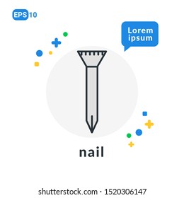 Nail Construction Tool Flat icon . Used For web, logo, mobile app, User Interface and Infographic