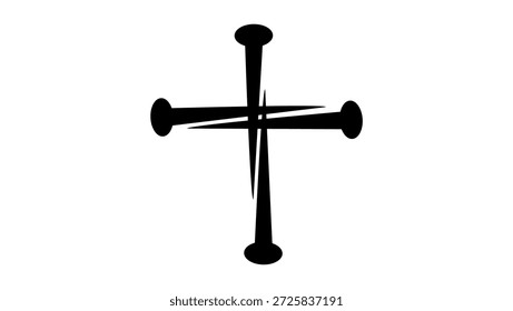 Cruz de unha Christian Nail Cross Vetor, silhueta isolada preta
