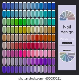 Nail design  Palette  rainbow  set samples color gradients for varnishing  Elements for advertising nail studios   salons  Vector illustration