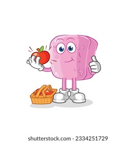 the nail eating an apple illustration. character vector