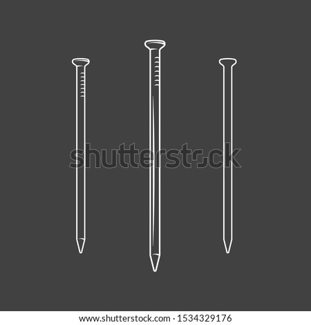 Nail. Element of the carpentry isolated on black background. Symbol for carpentry design labels and emblems. Vector illustration