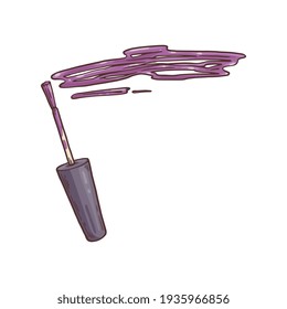 Nail enamel brush with drops of lacquer, hand drawn vector illustration isolated.