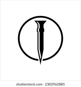 Nail Fastener Icon, Hardware Icon, Metal Sharp Point Nail Vector Art Illustration