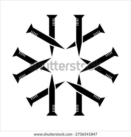 Nail Fastener Icon, Hardware Icon, Metal Sharp Point Nail Vector Art Illustration
