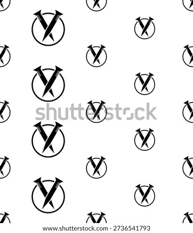 Nail Fastener Icon Seamless Pattern, Hardware Icon, Metal Sharp Point Nail Vector Art Illustration