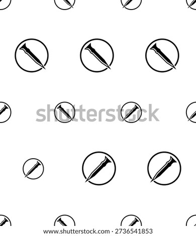 Nail Fastener Icon Seamless Pattern, Hardware Icon, Metal Sharp Point Nail Vector Art Illustration