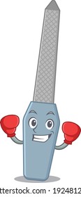 Nail file Caricature character design as a champion of boxing competition. Vector illustration