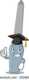 Nail file caricature picture design with hat for graduation ceremony. Vector illustration