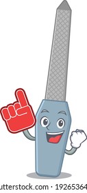 Nail file in cartoon picture design with Foam finger. Vector illustration