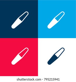 Nail file four color material and minimal icon logo set in red and blue