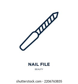nail file icon from beauty collection. Thin linear nail file, pedicure, cosmetic outline icon isolated on white background. Line vector nail file sign, symbol for web and mobile