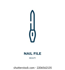 Nail file icon. Linear vector illustration from beauty collection. Outline nail file icon vector. Thin line symbol for use on web and mobile apps, logo, print media.