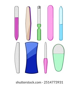 nail file set cartoon. buffer shape, polish care, tool salon nail file sign. isolated symbol vector illustration