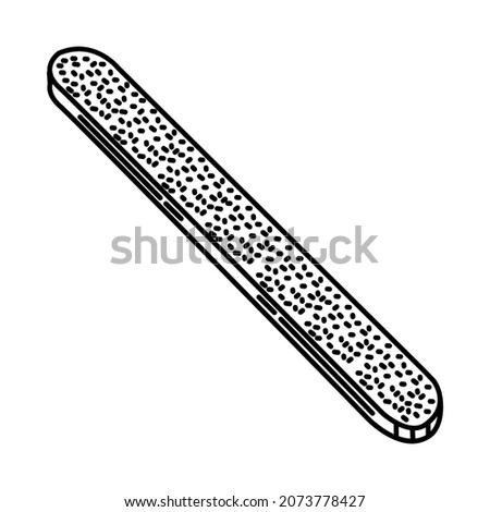 Nail Files Emery Board Part of Women Pedicure Tools Hand Drawn Icon Set Vector.