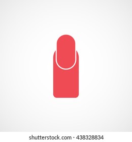 Nail With Finger Red Flat Icon On White Background