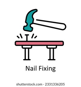 Nail Fixing Filled Outline Icon Design illustration. Home Repair And Maintenance Symbol on White background EPS 10 File