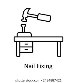Nail Fixing vector outline icon design illustration. Manufacturing units symbol on White background EPS 10 File