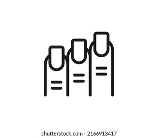 Icono de clavo plano. Señales de línea delgada para el logotipo de diseño, tarjeta de visita, etc. Símbolo de esquema único de alta calidad para diseño web o aplicación móvil. Pictograma del contorno de la manicura.