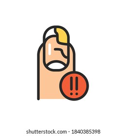 Nail fungus color line icon. Isolated vector element.