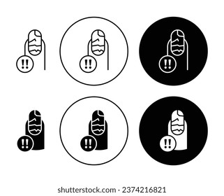 Nail fungus color symbol set. Unhealthy fingernail icon for ui designs.