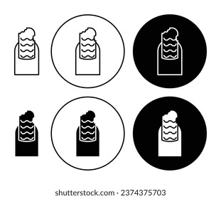 Nail fungus color vector icon set. Unhealthy fingernail sign in black filled and outlined style.