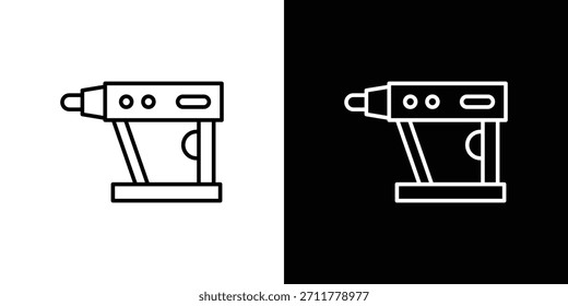 Esquema del icono de la pistola de clavos. Vector aislado pictograma para el Web