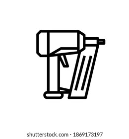 Nail Gun Outline Icon. Clipart Image Isolated On White Background.