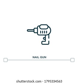 icono de la línea vectorial de la pistola de clavos. Ilustración de elemento simple. icono del contorno de la pistola de clavos del concepto de construcción. Se puede usar para web y móvil
