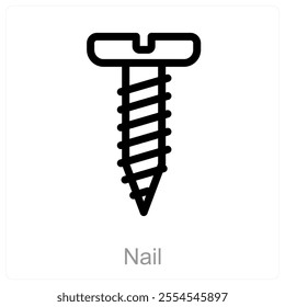 Nail and hammer icon concept