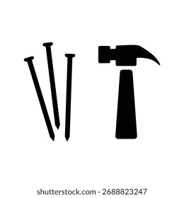 Nail and hammer icon vector