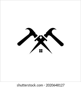 nail and hammer logo design vector sign